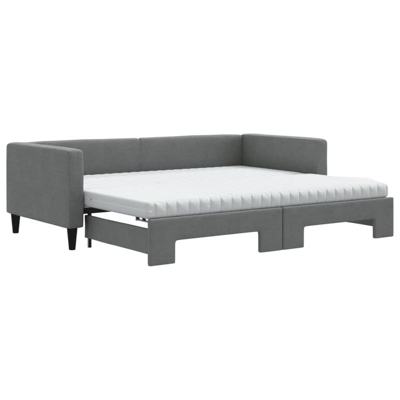 Casa si Gradina - Mobilier - Paturi si accesorii - Paturi - Pat de zi cu extensie si saltele, gri inchis, 90x200 cm, textil - Infinity.ro
