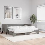 Casa si Gradina - Mobilier - Paturi si accesorii - Paturi - Pat de zi cu extensie si saltele, gri inchis, 90x200 cm, textil - Infinity.ro