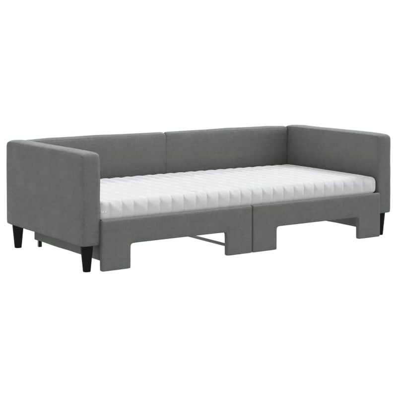 Casa si Gradina - Mobilier - Paturi si accesorii - Paturi - Pat de zi cu extensie si saltele, gri inchis, 90x200 cm, textil - Infinity.ro
