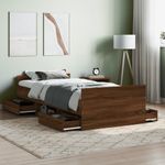 Casa si Gradina - Mobilier - Paturi si accesorii - Paturi - Cadru de pat cu tablie la cap/picioare, stejar maro, 100x200 cm - Infinity.ro