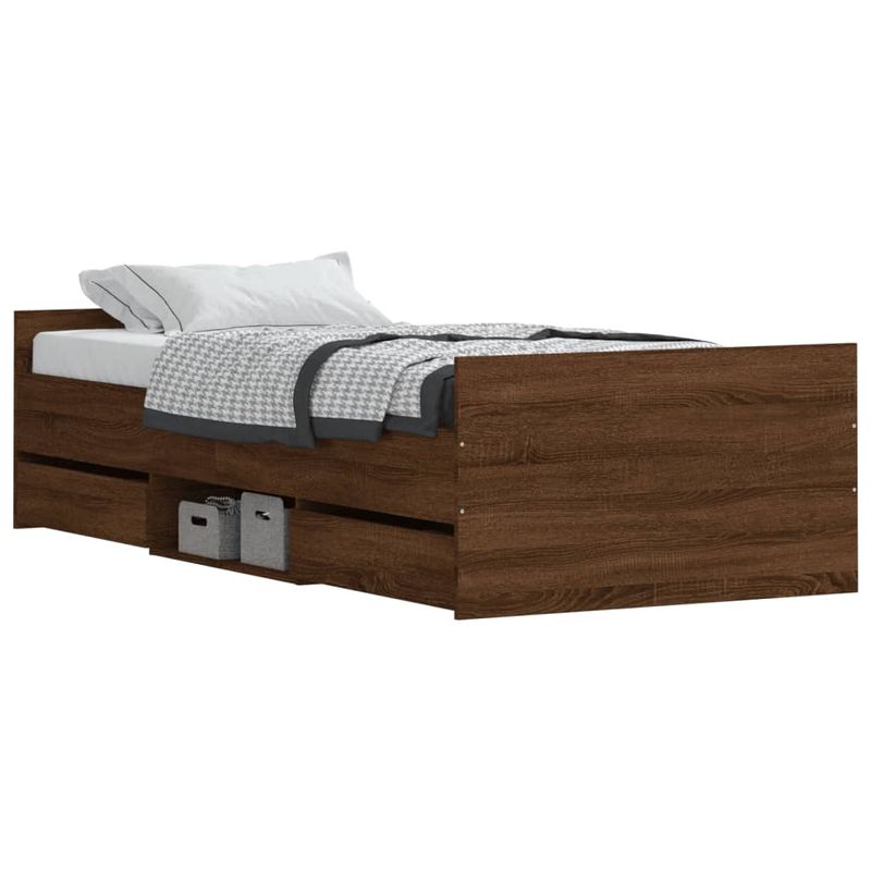 Casa si Gradina - Mobilier - Paturi si accesorii - Paturi - Cadru de pat cu tablie la cap/picioare, stejar maro, 100x200 cm - Infinity.ro