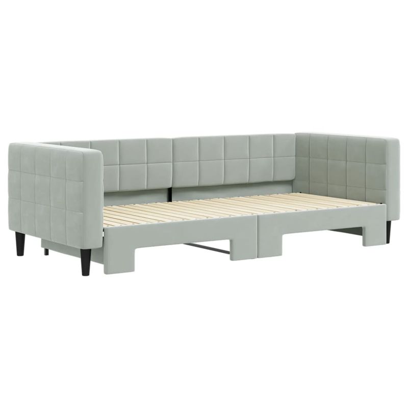 Casa si Gradina - Mobilier - Paturi si accesorii - Paturi - Pat de zi cu extensie, gri deschis, 90x200 cm, catifea - Infinity.ro