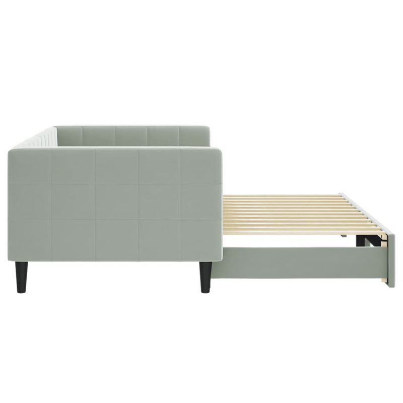 Casa si Gradina - Mobilier - Paturi si accesorii - Paturi - Pat de zi cu extensie, gri deschis, 90x200 cm, catifea - Infinity.ro