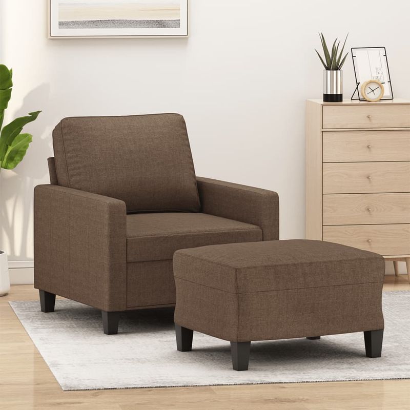 Casa si Gradina - Mobilier - Scaune si fotolii - Fotolii - Fotoliu canapea cu taburet, maro, 60 cm, material textil - Infinity.ro