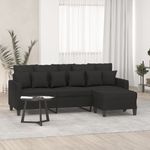 Casa si Gradina - Mobilier - Canapele si coltare - Canapele - Canapea cu 3 locuri cu taburet, negru, 180 cm, material textil - Infinity.ro