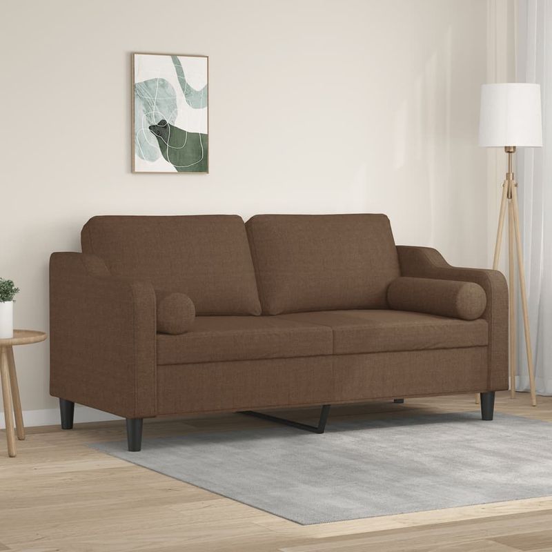 Casa si Gradina - Mobilier - Canapele si coltare - Canapele - Canapea cu 2 locuri cu pernute, maro, 140 cm, textil - Infinity.ro