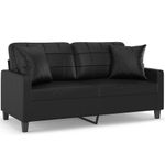 Casa si Gradina - Mobilier - Canapele si coltare - Canapele - Canapea cu 2 locuri cu pernute, negru, 140 cm, piele ecologica - Infinity.ro