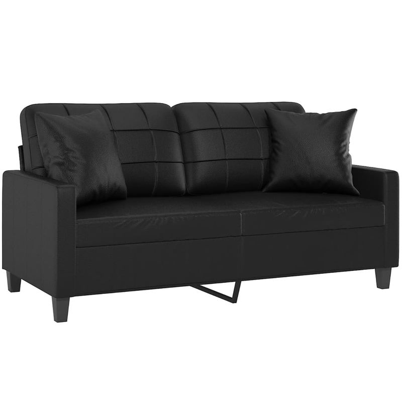 Casa si Gradina - Mobilier - Canapele si coltare - Canapele - Canapea cu 2 locuri cu pernute, negru, 140 cm, piele ecologica - Infinity.ro