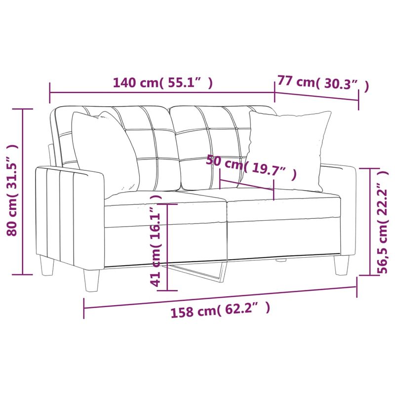 Casa si Gradina - Mobilier - Canapele si coltare - Canapele - Canapea cu 2 locuri cu pernute, negru, 140 cm, piele ecologica - Infinity.ro