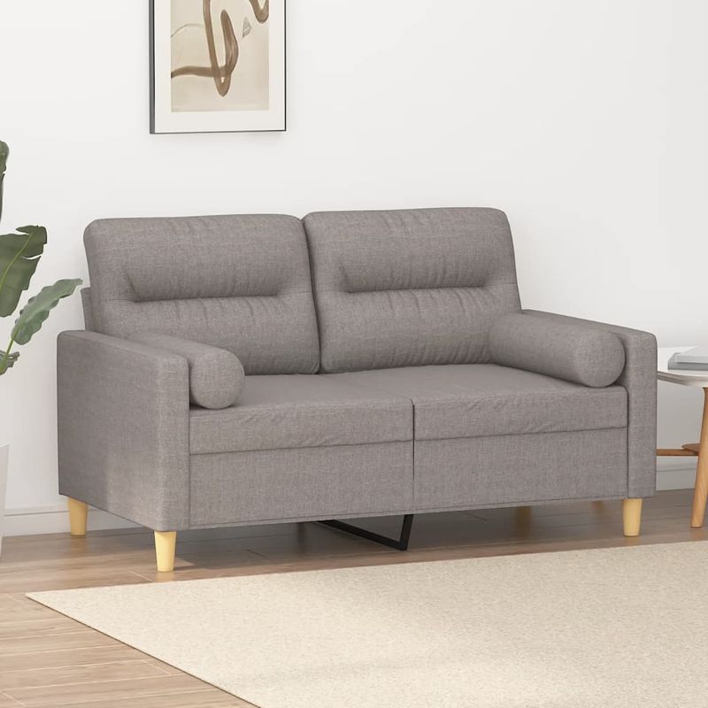Casa si Gradina - Mobilier - Canapele si coltare - Canapele - Canapea cu 2 locuri cu pernute, gri taupe, 120 cm, textil - Infinity.ro