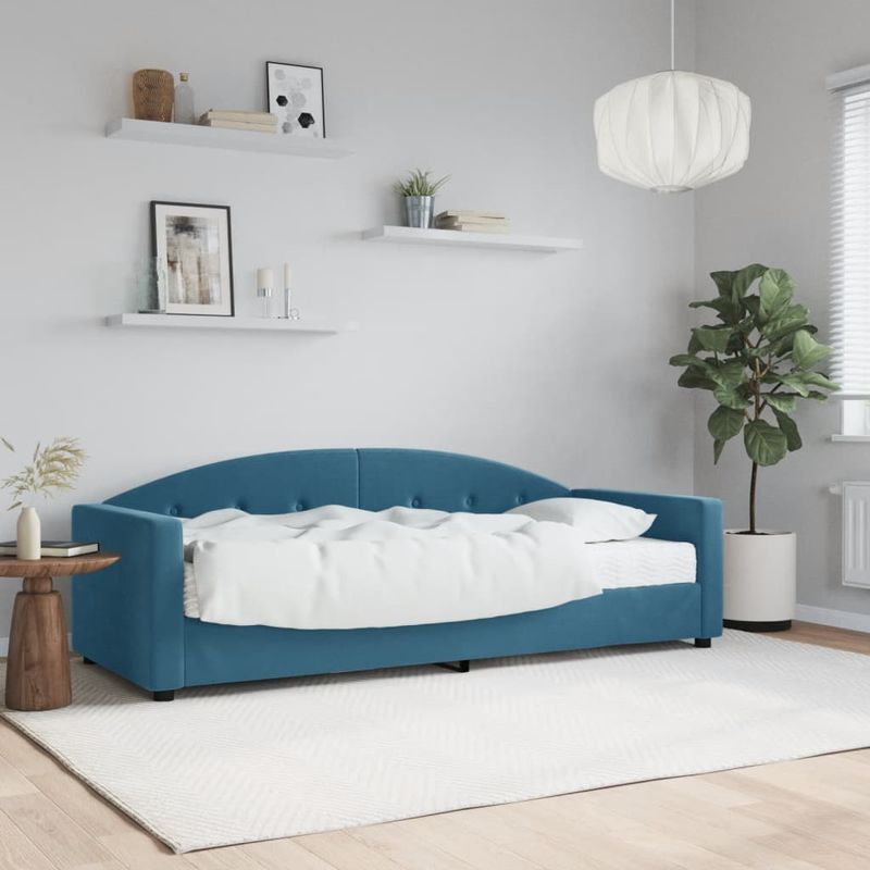 Casa si Gradina - Mobilier - Paturi si accesorii - Paturi - Pat de zi cu saltea, albastru, 80x200 cm, catifea - Infinity.ro