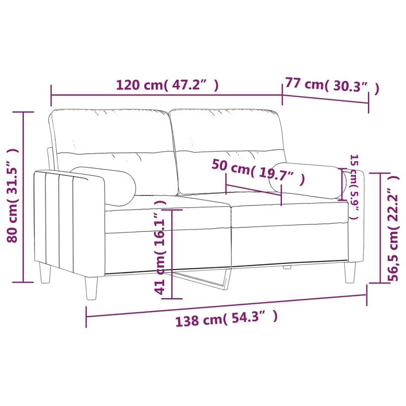 Casa si Gradina - Mobilier - Canapele si coltare - Canapele - Canapea cu 2 locuri cu pernute, gri taupe, 120 cm, textil - Infinity.ro