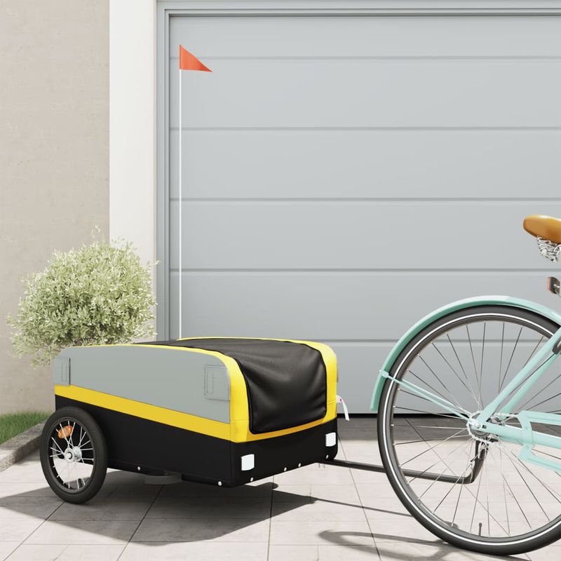 Sport si Outdoor - Ciclism - Accesorii pentru biciclete - Remorci biciclete - Remorca pentru biciclete, negru și galben, 45 kg, fier, mărime 126x63x50 cm - Infinity.ro