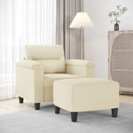 Casa si Gradina - Mobilier - Scaune si fotolii - Fotolii - Fotoliu canapea cu taburet, crem, 60 cm, piele ecologica - Infinity.ro