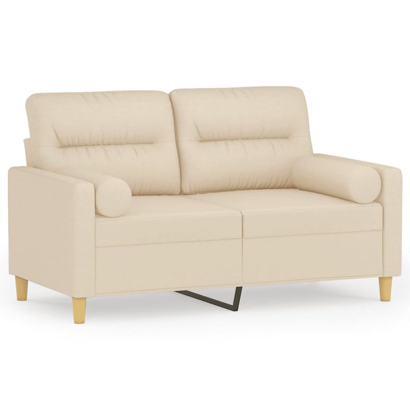 Casa si Gradina - Mobilier - Canapele si coltare - Canapele - Canapea cu 2 locuri cu pernute, crem, 120 cm, textil - Infinity.ro
