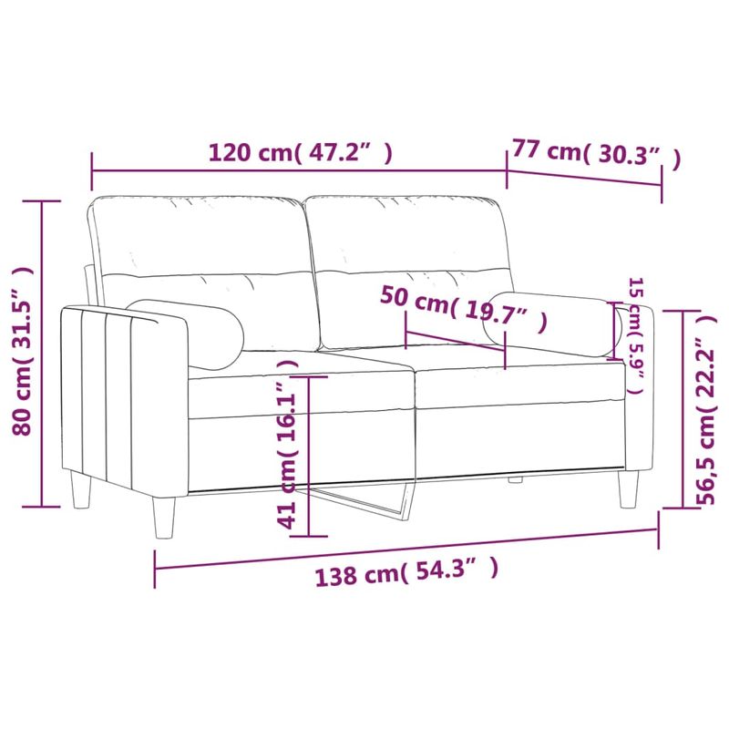 Casa si Gradina - Mobilier - Canapele si coltare - Canapele - Canapea cu 2 locuri cu pernute, crem, 120 cm, textil - Infinity.ro