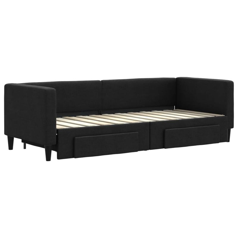 Casa si Gradina - Mobilier - Paturi si accesorii - Paturi - Pat de zi cu extensie si sertare, negru, 80x200 cm, textil - Infinity.ro