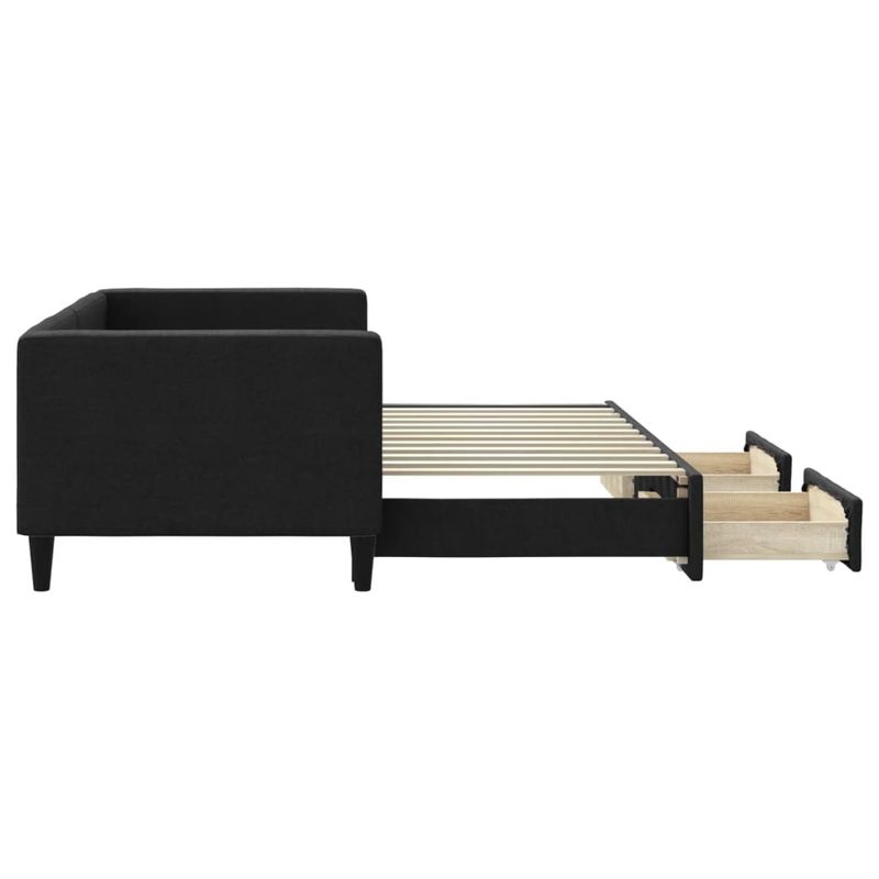 Casa si Gradina - Mobilier - Paturi si accesorii - Paturi - Pat de zi cu extensie si sertare, negru, 80x200 cm, textil - Infinity.ro