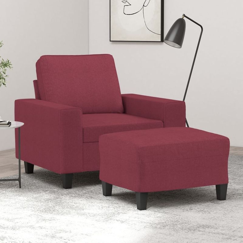 Casa si Gradina - Mobilier - Scaune si fotolii - Fotolii - Fotoliu canapea cu taburet, rosu vin, 60 cm, material textil - Infinity.ro