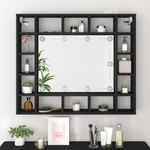 Casa si Gradina - Mobilier - Comode si corpuri - Masute de toaleta - Dulap cu oglinda cu LED, negru, 91x15x76,5 cm - Infinity.ro