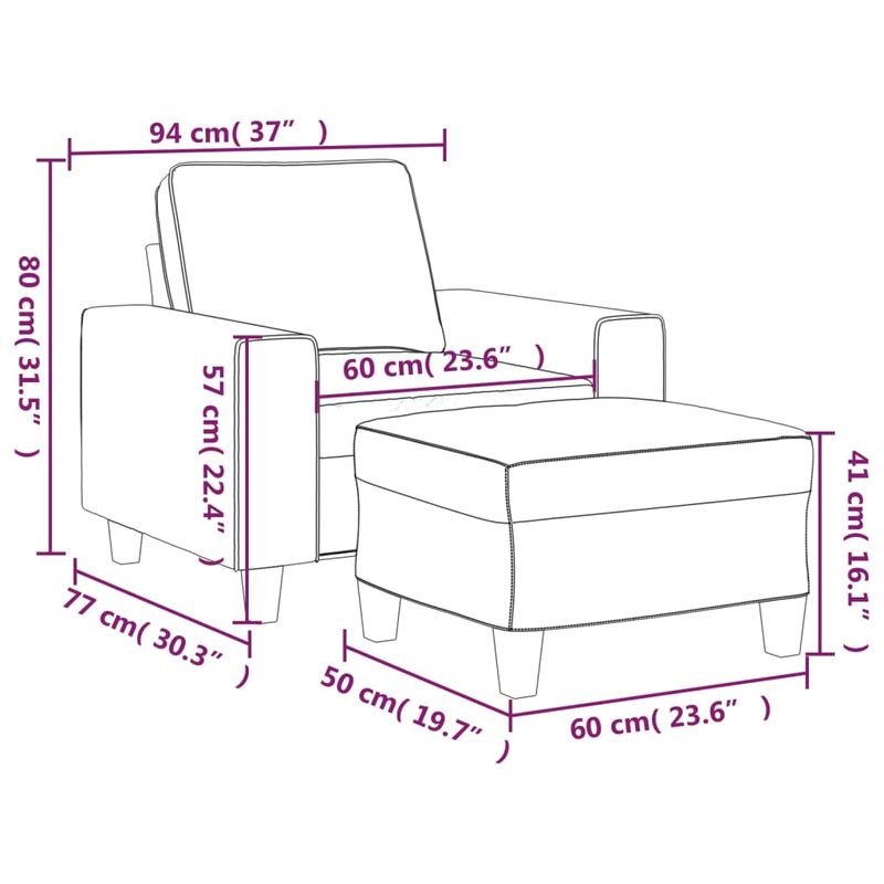 Casa si Gradina - Mobilier - Scaune si fotolii - Fotolii - Fotoliu canapea cu taburet, rosu vin, 60 cm, material textil - Infinity.ro