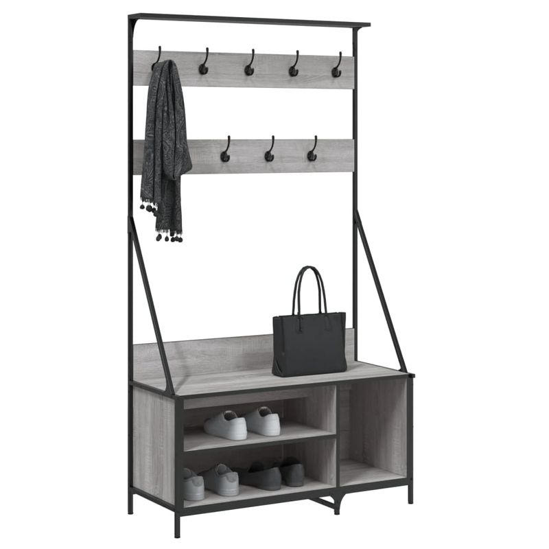 Casa si Gradina - Mobilier - Organizare si depozitare - Cuiere - Suport de haine cu raft pantofi, sonoma gri, 100x41x184 cm - Infinity.ro