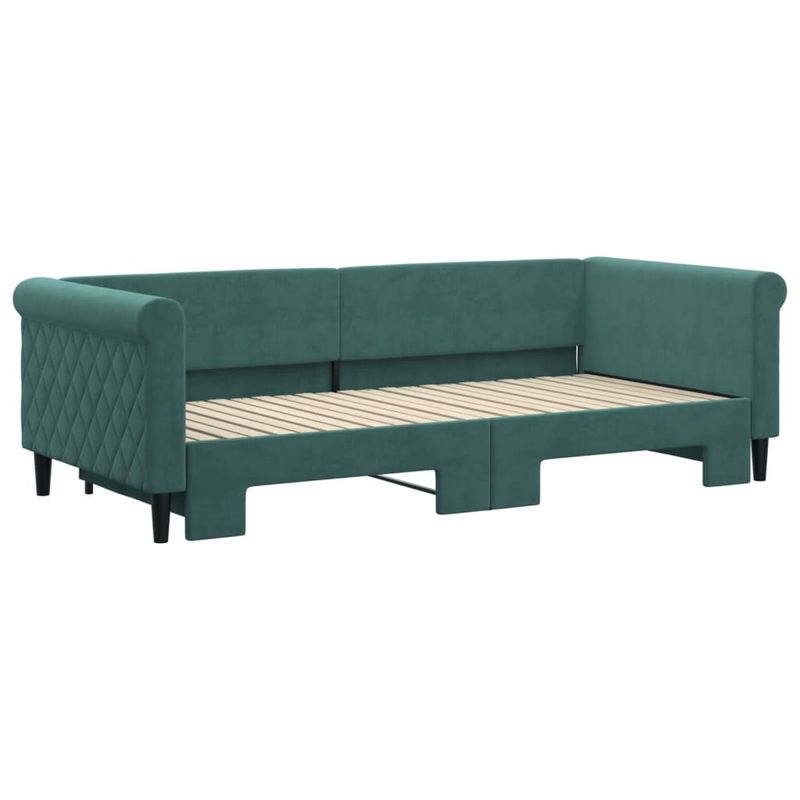 Casa si Gradina - Mobilier - Paturi si accesorii - Paturi - Pat de zi cu extensie, verde inchis, 90x200 cm, catifea - Infinity.ro