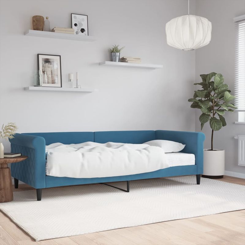 Casa si Gradina - Mobilier - Paturi si accesorii - Paturi - Pat de zi cu saltea, albastru, 90x200 cm, catifea - Infinity.ro