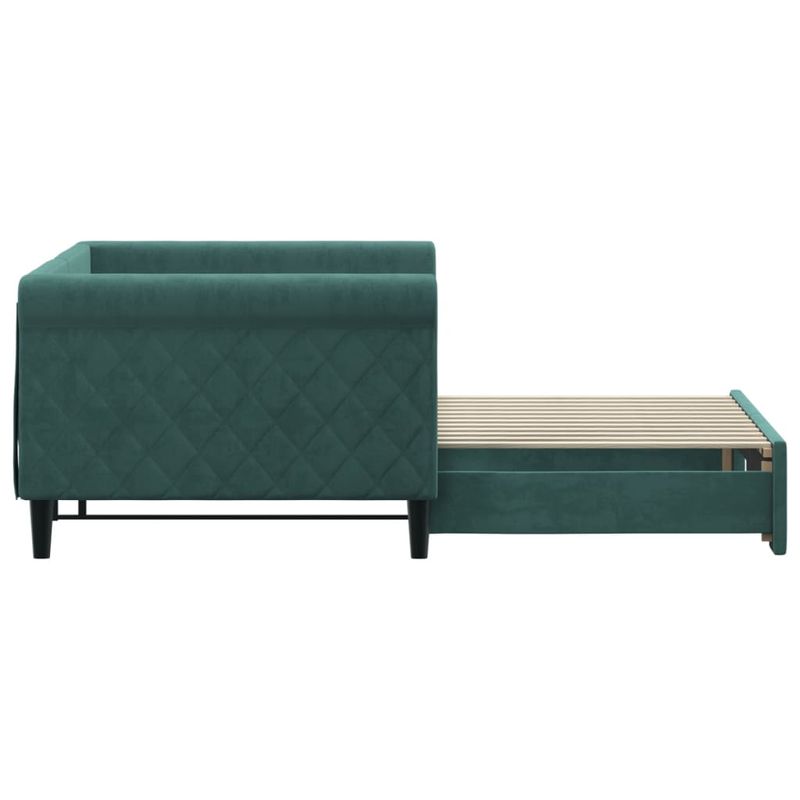Casa si Gradina - Mobilier - Paturi si accesorii - Paturi - Pat de zi cu extensie, verde inchis, 90x200 cm, catifea - Infinity.ro