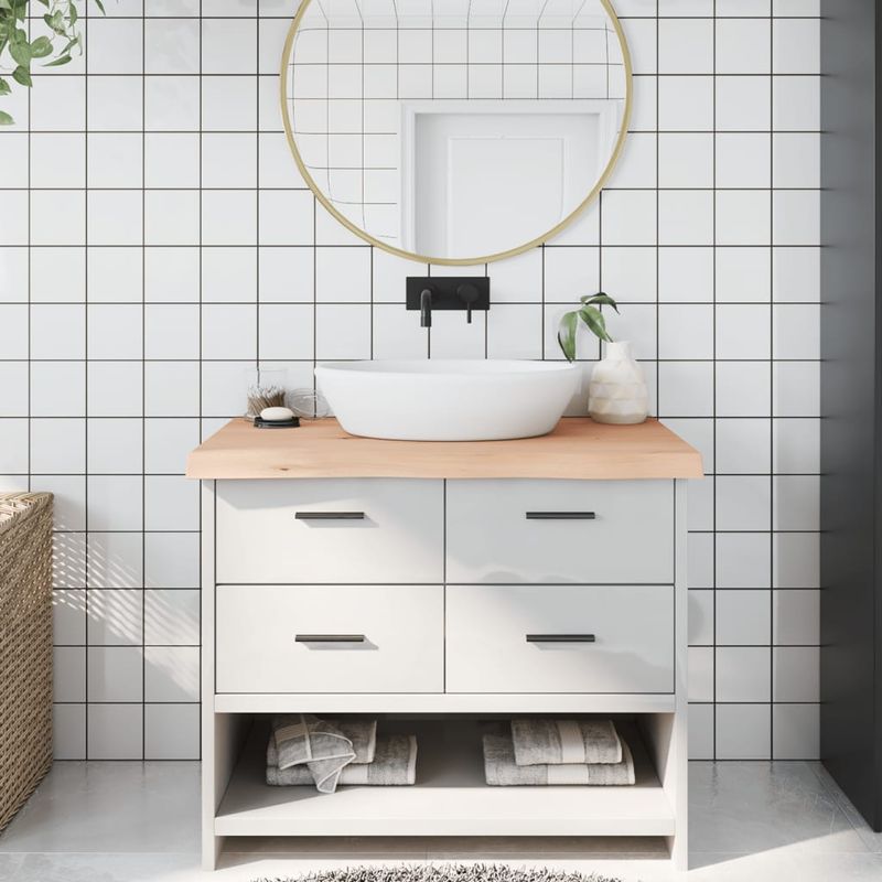 Casa si Gradina - Mobilier - Mobilier baie - Blaturi baie - Blat de baie, 100x50x(2-6) cm, lemn masiv netratat - Infinity.ro