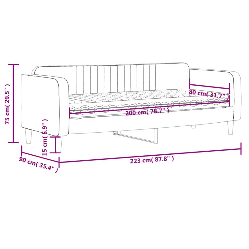 Casa si Gradina - Mobilier - Paturi si accesorii - Paturi - Pat de zi cu saltea, roz, 80x200 cm, catifea - Infinity.ro