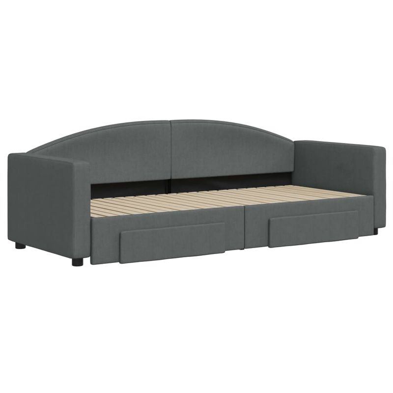 Casa si Gradina - Mobilier - Paturi si accesorii - Paturi - Pat de zi cu extensie si sertare, gri inchis, 80x200 cm textil - Infinity.ro