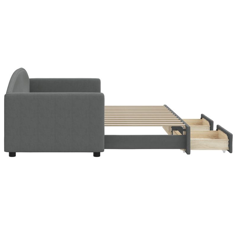 Casa si Gradina - Mobilier - Paturi si accesorii - Paturi - Pat de zi cu extensie si sertare, gri inchis, 80x200 cm textil - Infinity.ro