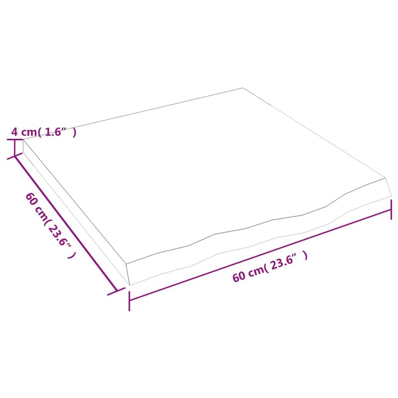 Casa si Gradina - Mobilier - Feronerie si accesorii mobila - Blat de masa maro 60x60x(2-4) cm, lemn masiv stejar tratat, maro închis - Infinity.ro