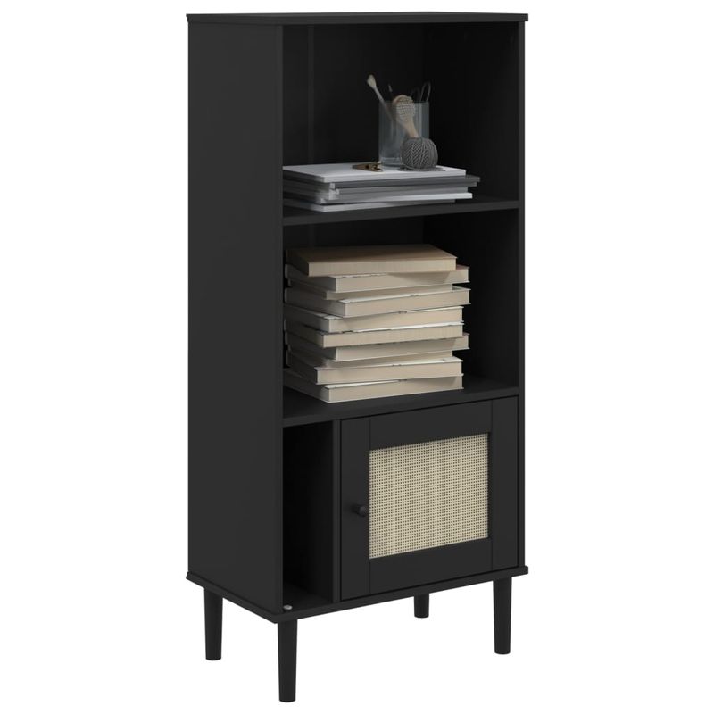 Casa si Gradina - Mobilier - Biblioteci si rafturi - Biblioteci - Biblioteca SENJA aspect ratan negru 60x35x130 cm lemn masiv pin - Infinity.ro