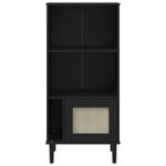Casa si Gradina - Mobilier - Biblioteci si rafturi - Biblioteci - Biblioteca SENJA aspect ratan negru 60x35x130 cm lemn masiv pin - Infinity.ro
