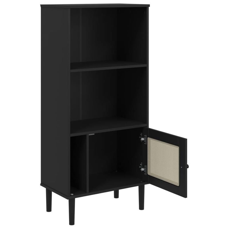 Casa si Gradina - Mobilier - Biblioteci si rafturi - Biblioteci - Biblioteca SENJA aspect ratan negru 60x35x130 cm lemn masiv pin - Infinity.ro