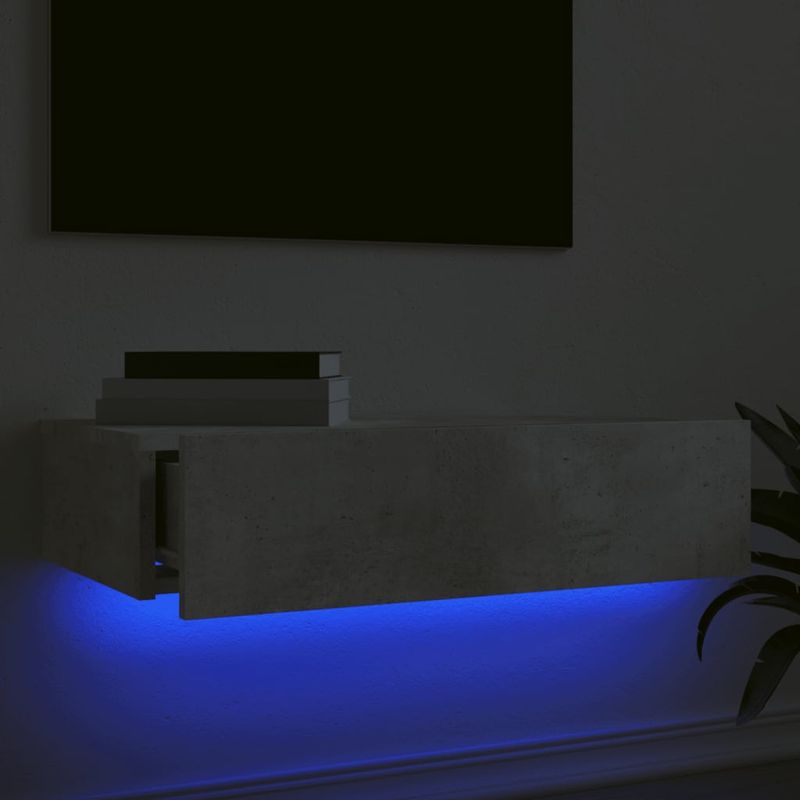 Casa si Gradina - Mobilier - Comode si corpuri - Comode - Comoda TV cu lumini LED, gri beton, 60x35x15,5 cm - Infinity.ro