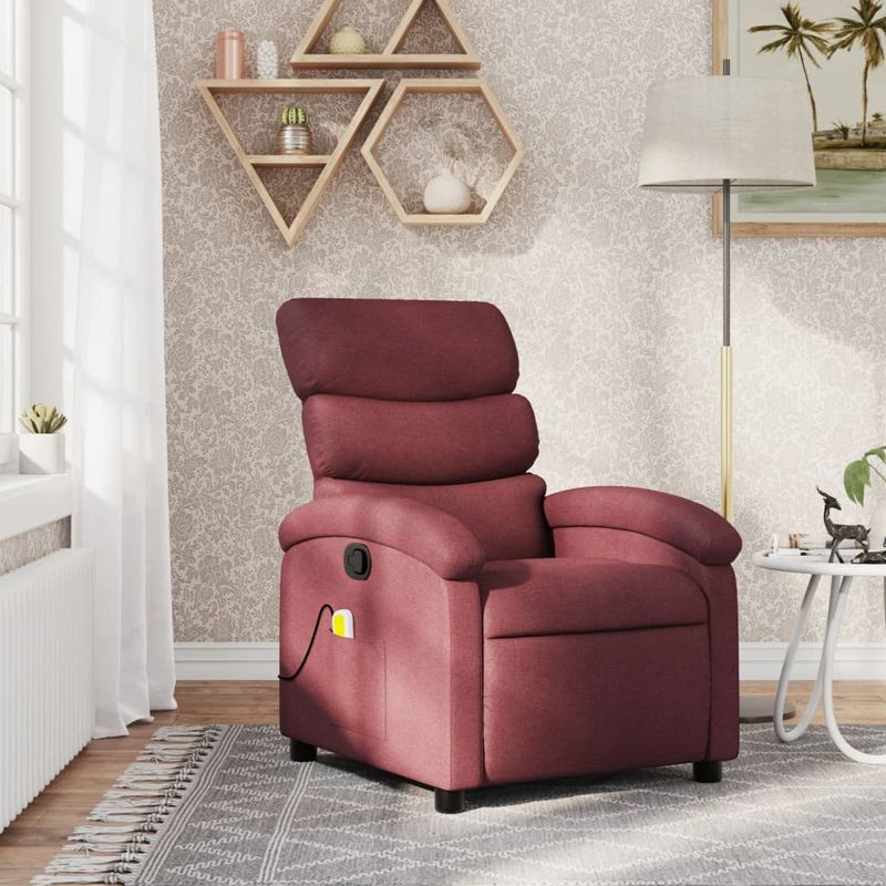 Ingrijire personala si Cosmetice - Sanatate si wellness - Articole wellness - Fotolii de masaj - Fotoliu de masaj rabatabil, rosu vin, material textil - Infinity.ro