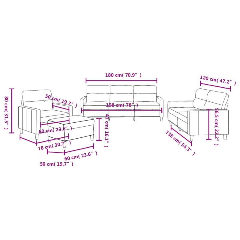Casa si Gradina - Mobilier - Seturi de mobilier - Seturi living - Set de canapele cu perne, 4 piese, galben deschis, textil - Infinity.ro