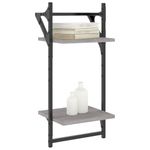 Casa si Gradina - Mobilier - Biblioteci si rafturi - Rafturi - Rafturi perete 2 niveluri cu bare 2 buc. gri sonoma 30x25x65 cm - Infinity.ro