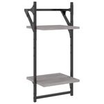 Casa si Gradina - Mobilier - Biblioteci si rafturi - Rafturi - Rafturi perete 2 niveluri cu bare 2 buc. gri sonoma 30x25x65 cm - Infinity.ro
