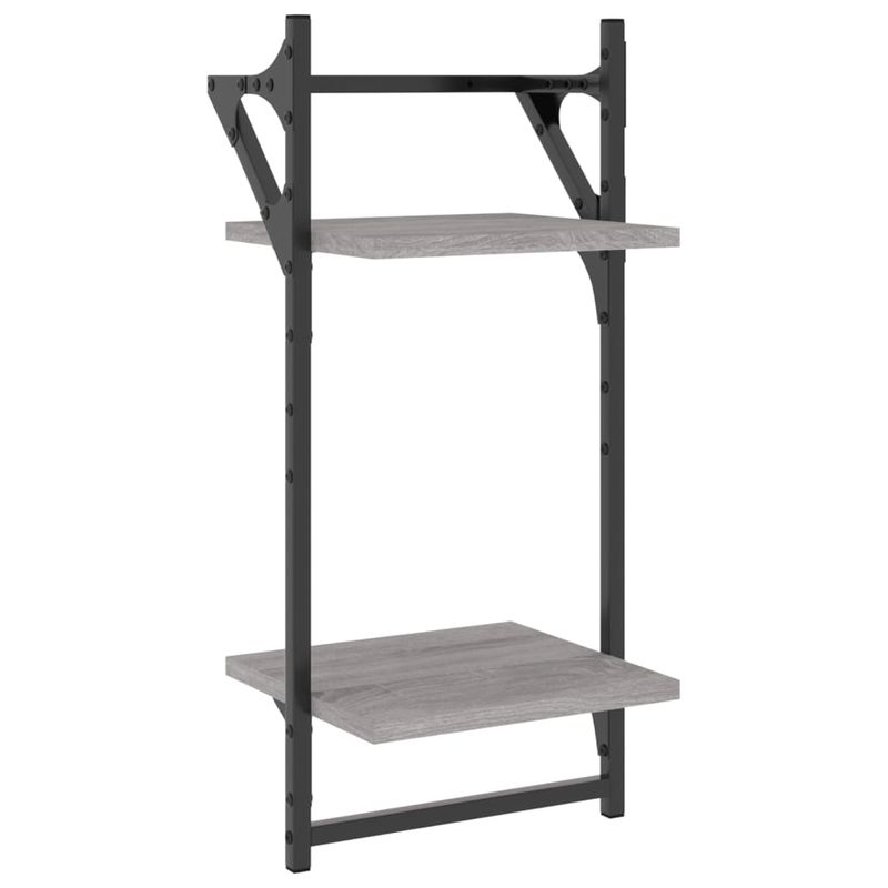 Casa si Gradina - Mobilier - Biblioteci si rafturi - Rafturi - Rafturi perete 2 niveluri cu bare 2 buc. gri sonoma 30x25x65 cm - Infinity.ro