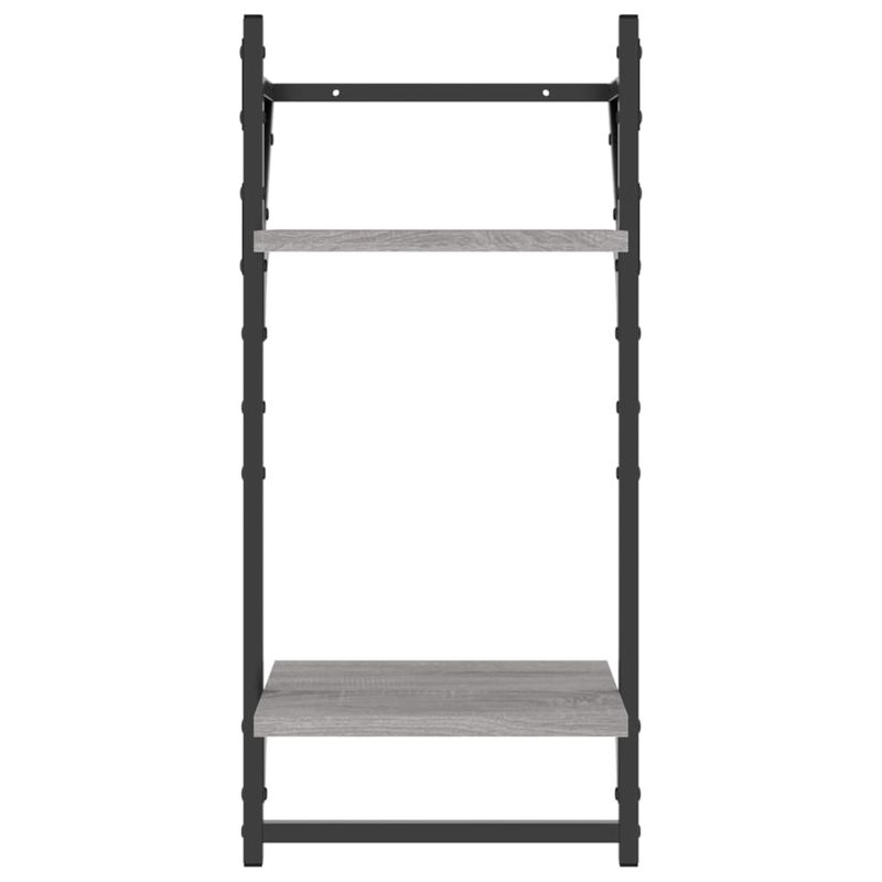 Casa si Gradina - Mobilier - Biblioteci si rafturi - Rafturi - Rafturi perete 2 niveluri cu bare 2 buc. gri sonoma 30x25x65 cm - Infinity.ro