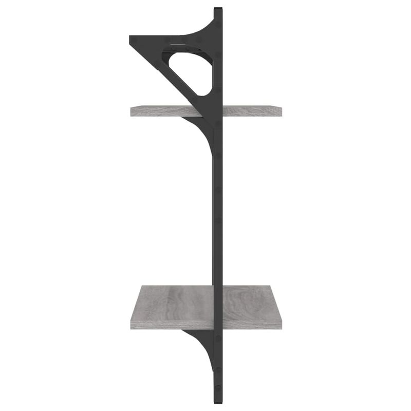 Casa si Gradina - Mobilier - Biblioteci si rafturi - Rafturi - Rafturi perete 2 niveluri cu bare 2 buc. gri sonoma 30x25x65 cm - Infinity.ro