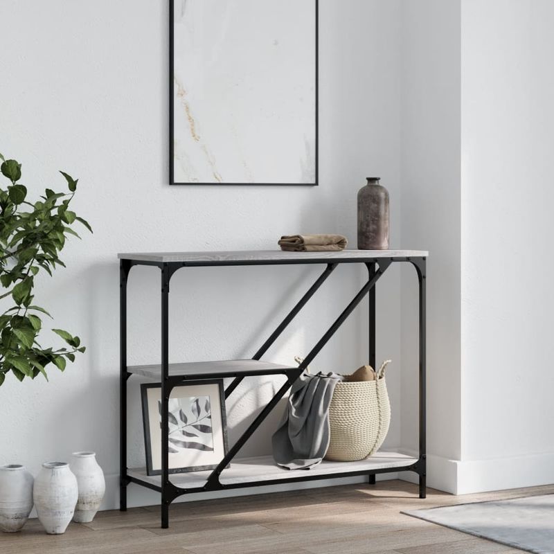 Casa si Gradina - Mobilier - Comode si corpuri - Console - Masuta consola, gri sonoma, 88,5x30x75 cm, lemn prelucrat - Infinity.ro