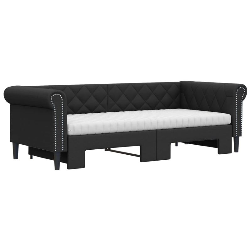 Casa si Gradina - Mobilier - Paturi si accesorii - Paturi - Pat de zi cu extensie si saltele negru 90x200cm piele ecologica - Infinity.ro