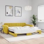 Casa si Gradina - Mobilier - Paturi si accesorii - Paturi - Pat de zi cu extensie, galben, 100x200 cm, catifea - Infinity.ro