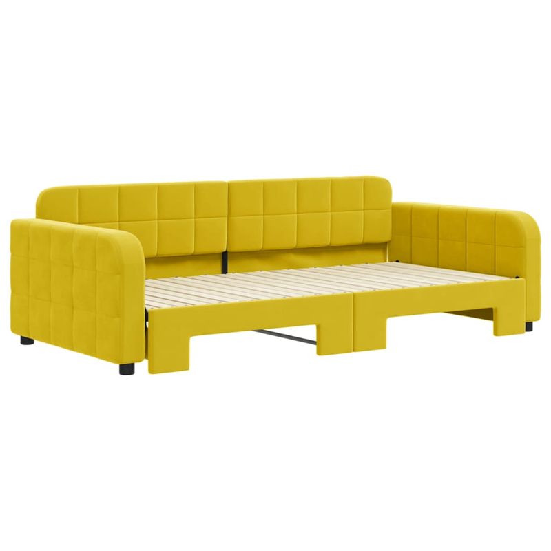Casa si Gradina - Mobilier - Paturi si accesorii - Paturi - Pat de zi cu extensie, galben, 100x200 cm, catifea - Infinity.ro