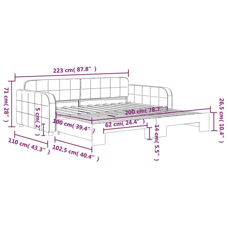 Casa si Gradina - Mobilier - Paturi si accesorii - Paturi - Pat de zi cu extensie, galben, 100x200 cm, catifea - Infinity.ro